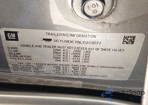 2020 GMC Sierra 1500 4Wd Short Box Slt z USA, uszkodzony, nr VIN 3GTU9DET5LG203077